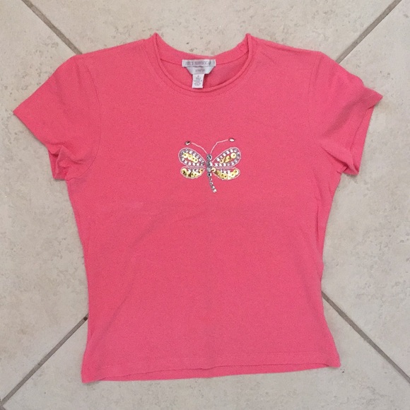 Coral Petite Sophisticate Dragonfly Sequin shirt - Picture 1 of 4